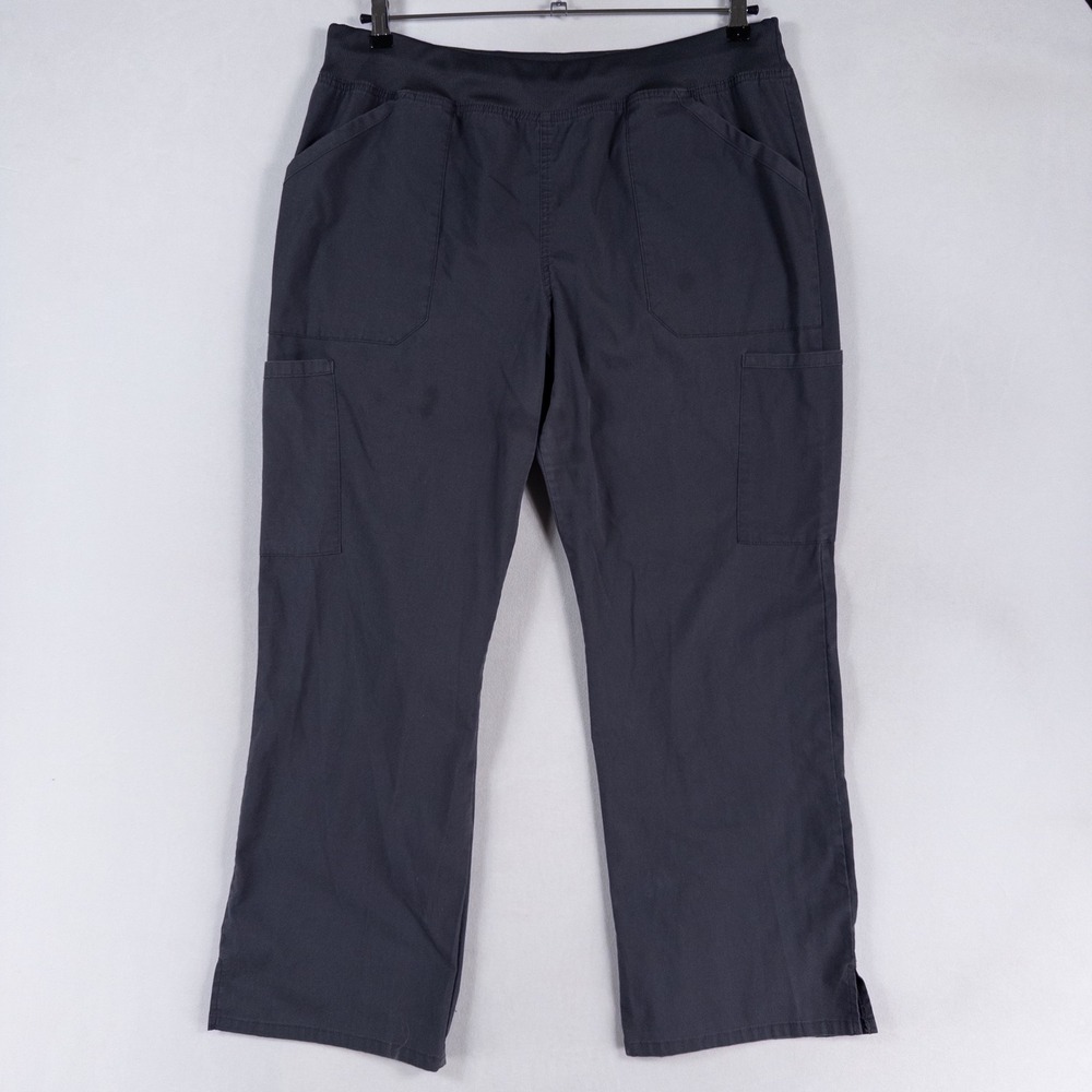 Cherokee Workwear Scrub Pants Womens XL Gray Cargo Pocket Stretch Medical *
